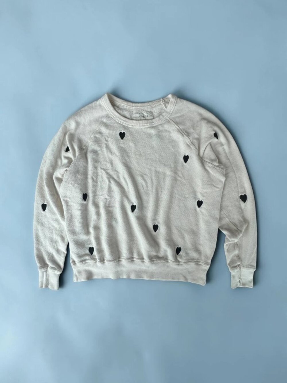 The Great College Sweatshirt Embroidered Hearts Cream Size 0 XS